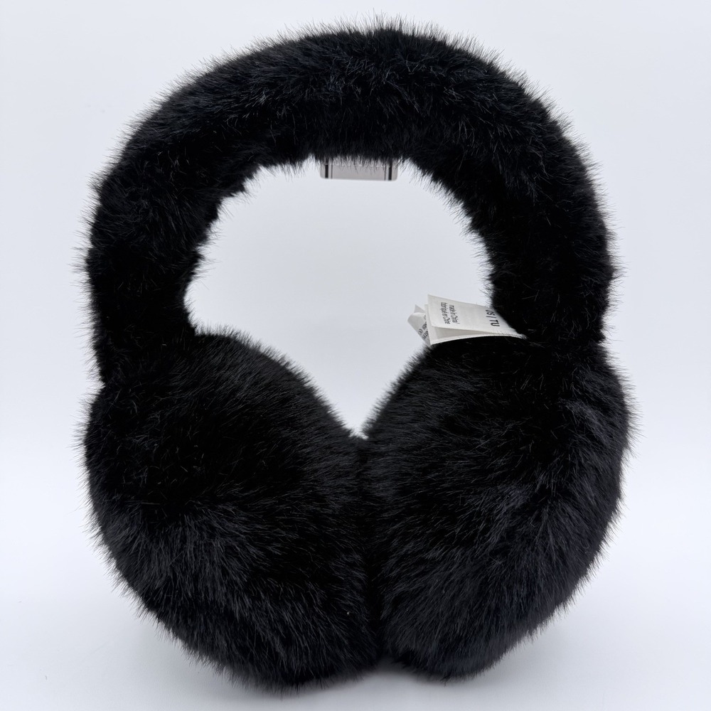 Victoria's Secret PINK Faux Fur Earmuffs Light Black One Size Plush OS